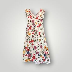 Stradivarius Floral Midi Dress Women Large White Cottagecore Romantic Feminine